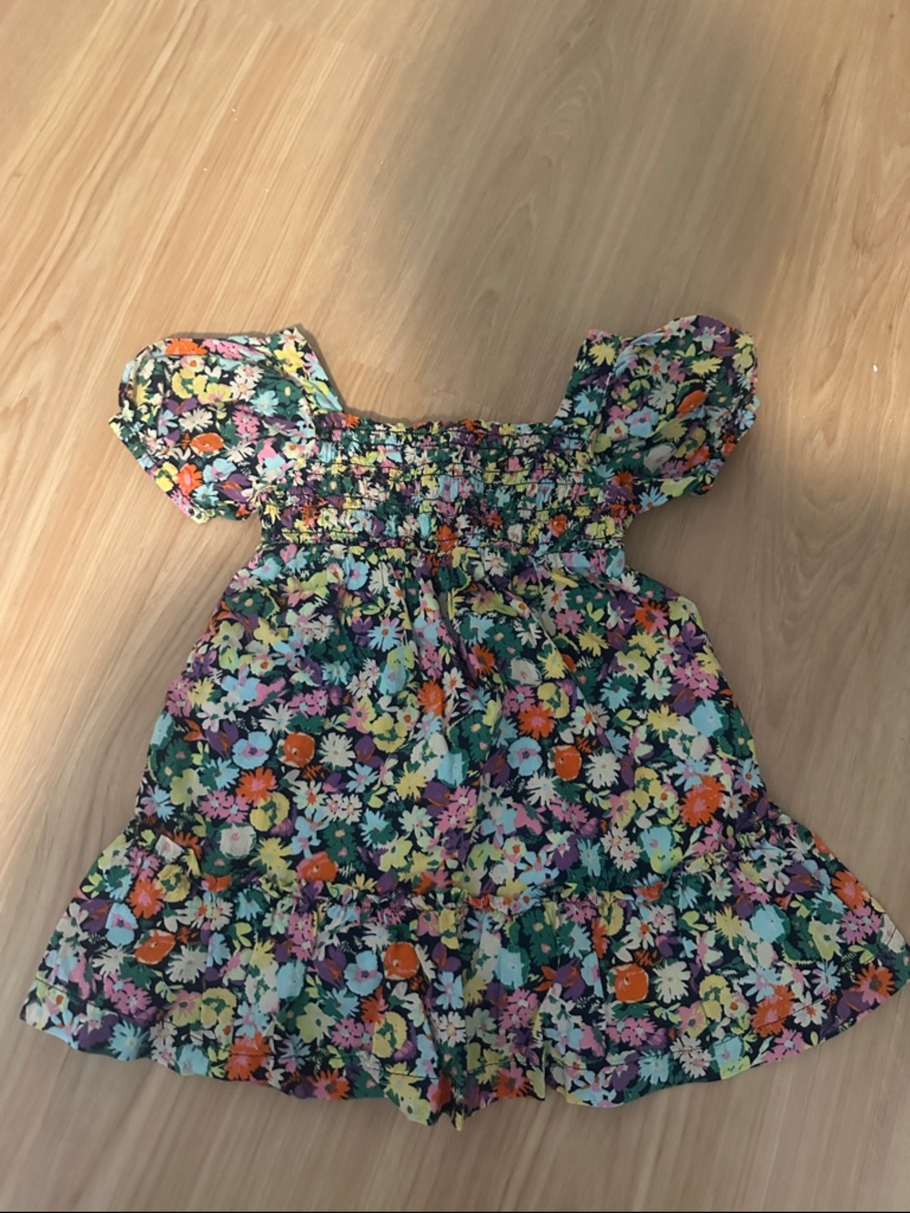 GAP Floral Casual Dress in Navy Green with Colorful Flowers